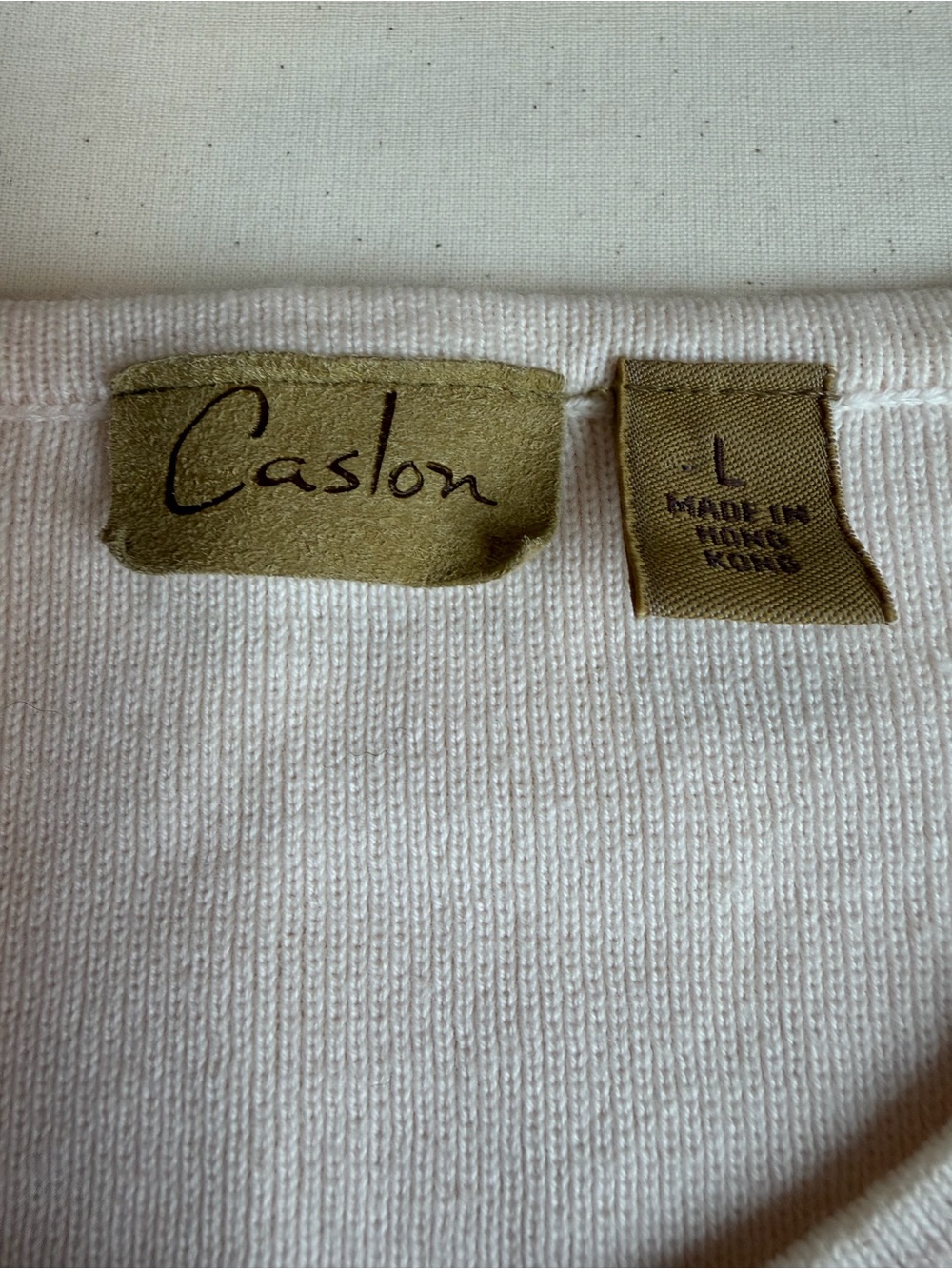 Caslon L Cream 100% Cotton Knit Tank Crochet Hem Sleeveless Top - Picture 4 of 11